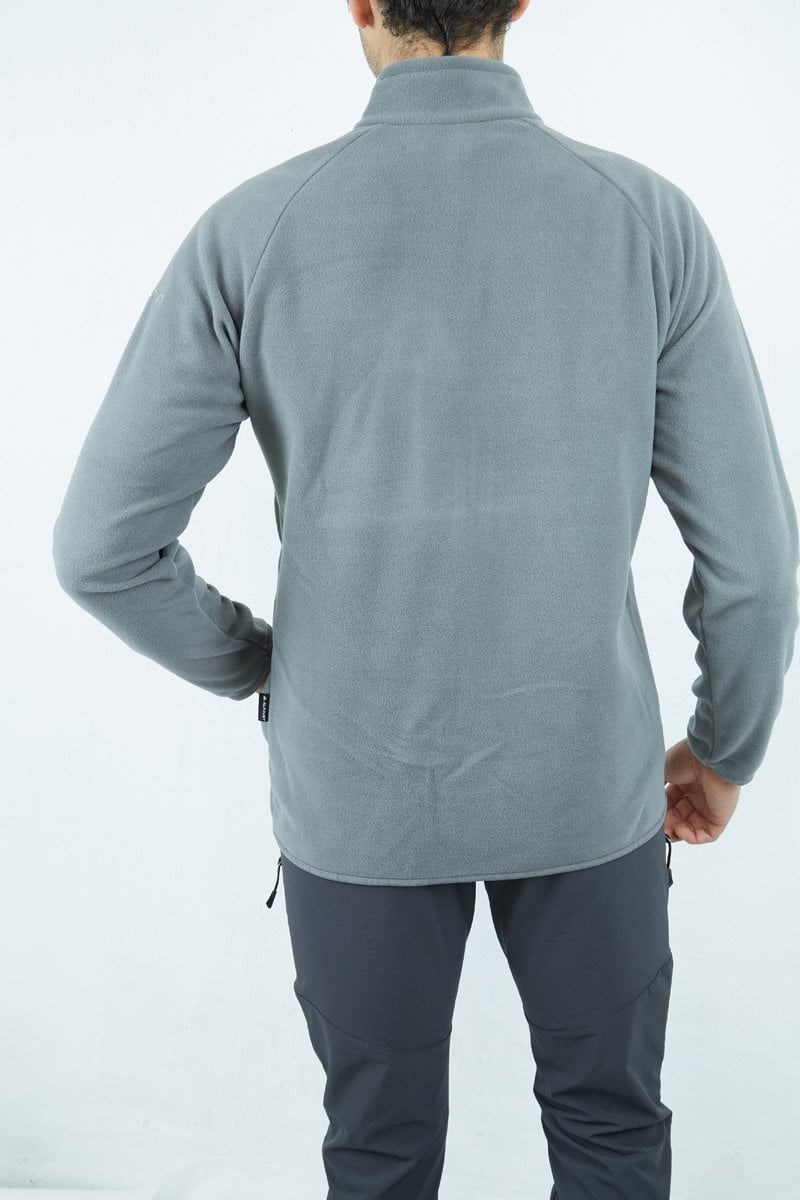 Alpinist Motus Tam Fermuarlı Polar Gri Melanj