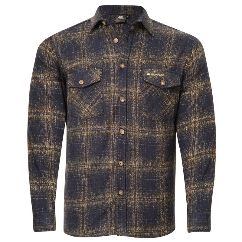 Alpinist Vejan Erkek Ekose Outdoor Gömlek Lacivert-Sarı