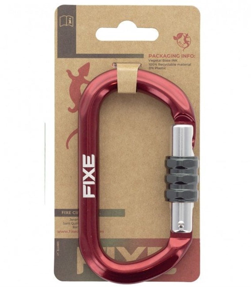 Fixe SYMMETRIC Screw Gate Kilitli D Karabina Red-Grey