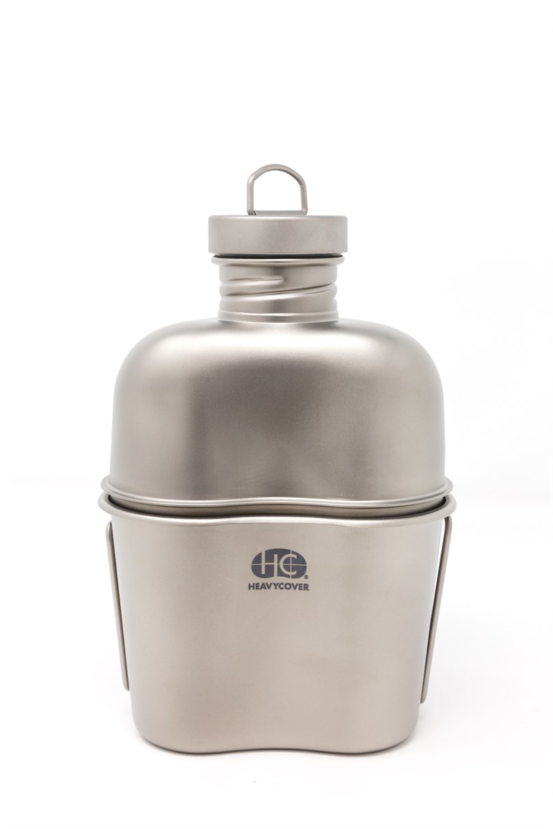 Heavy Cover US GI Style Titanium Canteen Mess Kit 37oz (Includes Tritan Plastic and Titanium Canteen Cap)