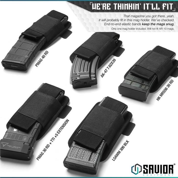 SAVIOR Tekli AR15 / AK47 Şarjör Kılıfı (Mat Siyah)