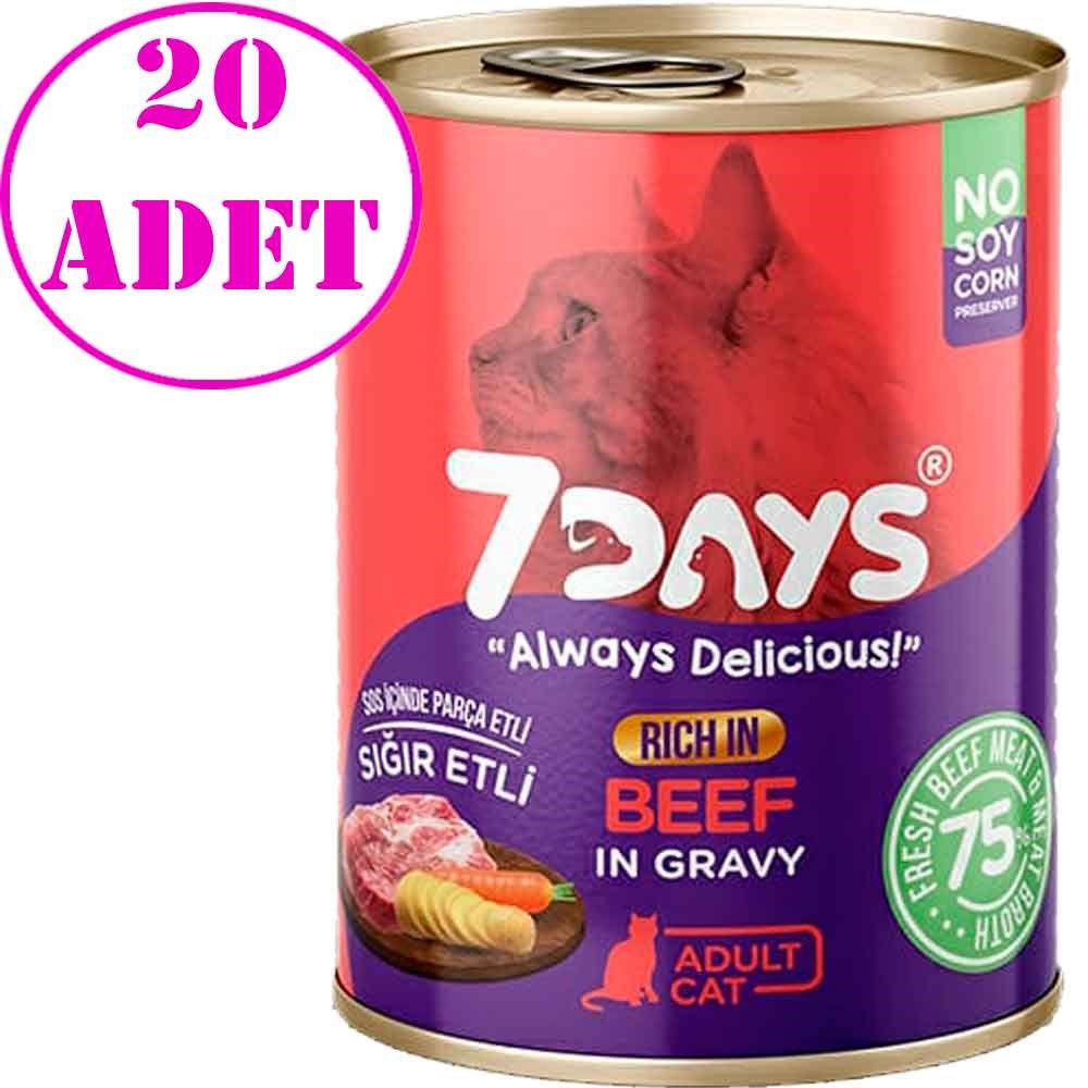 7 Days Kedi Konservesi Sığır Etli 415 Gr 20 AD 32130638 7 Days Koli Kedi Konserve Mamaları Amazon Pet Center
