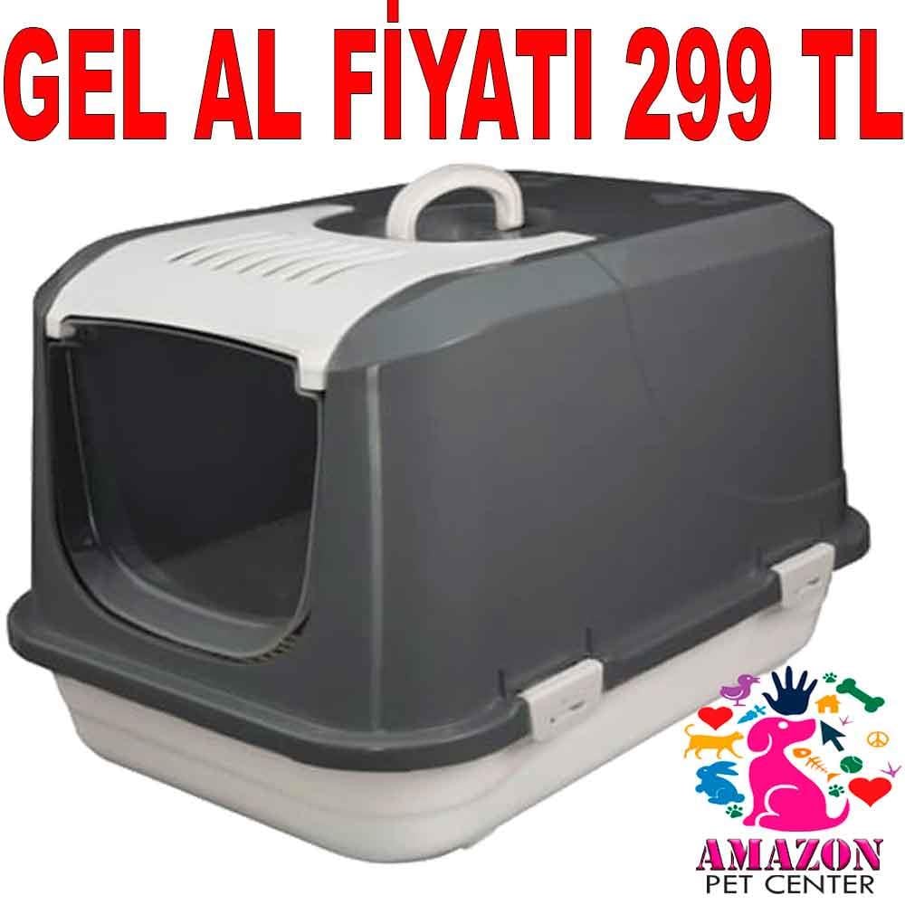 Amazon Kapalı Kedi Tuvaleti Koyu Gri Medium 20647001 Amazon Pet Center