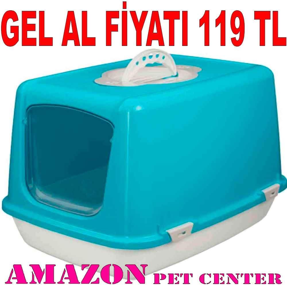 Amazon Kapalı Kedi Tuvaleti Mavi 32124675 Amazon Pet Center