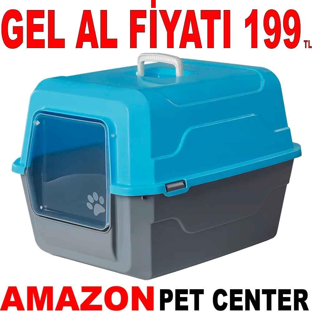 Amazon Tam Açılır Kapalı Kedi Tuvaleti Mavi 52x37x48 cm 35000174 Amazon Pet Center