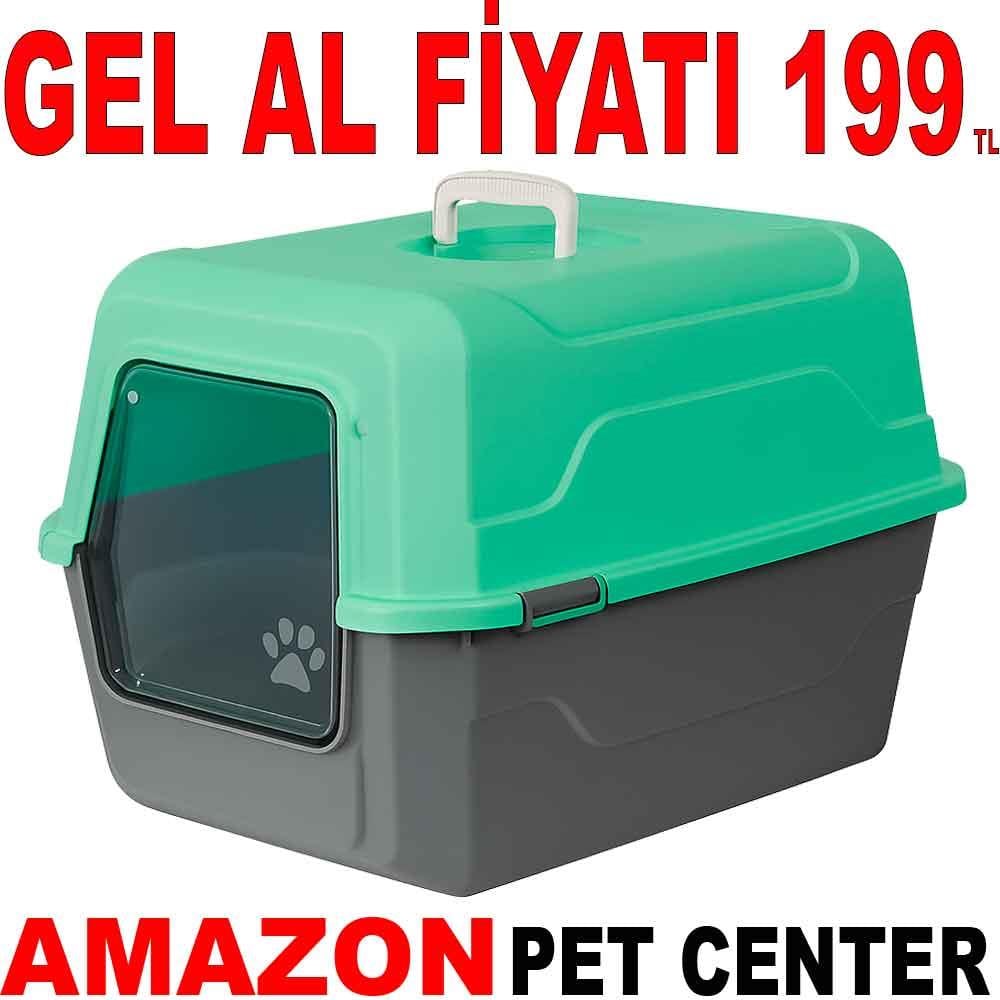 Amazon Tam Açılır Kapalı Kedi Tuvaleti Açık Yeşil 52x37x48 cm 35000211 Amazon Pet Center