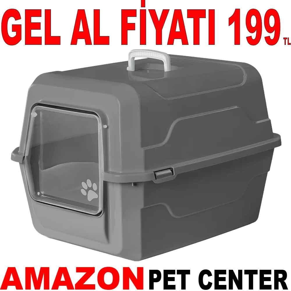 Amazon Tam Açılır Kapalı Kedi Tuvaleti Gri 52x37x48 cm 35000150 Amazon Pet Center