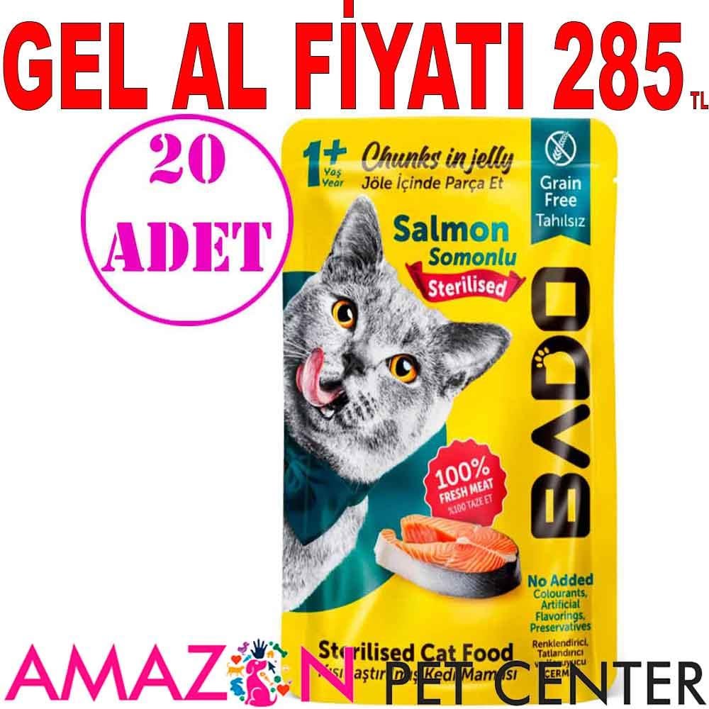 Bado Kedi Yaş Maması Kısırlaştırılmış Somonlu 85 Gr 20 AD 18060003 Amazon Pet Center