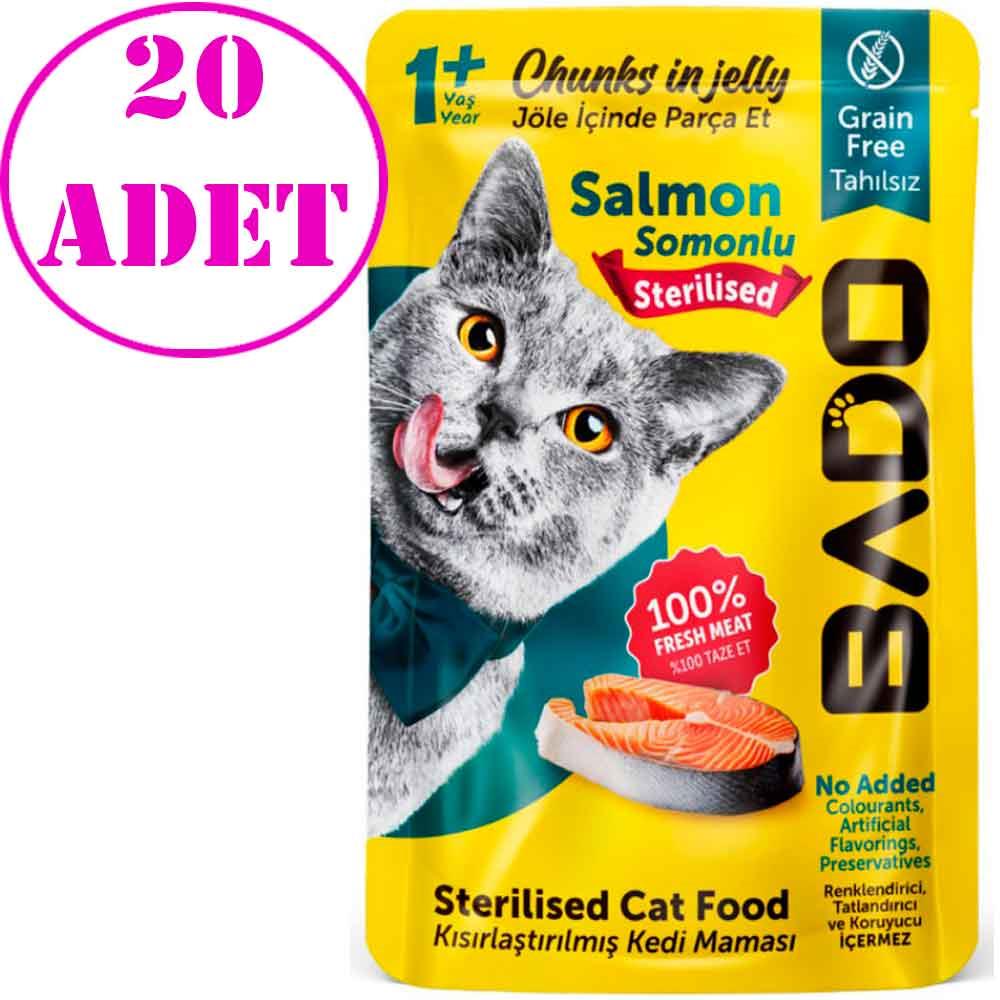 Bado Kısırlaştırılmış Somonlu Kedi Yaş Maması 85 Gr 20 AD 32136753 Amazon Pet Center