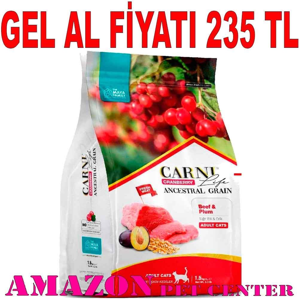 Carni Life Kedi Maması 1.5 Kg Kızılcık Sığır Eti Erik 8683347070435 Amazon Pet Center