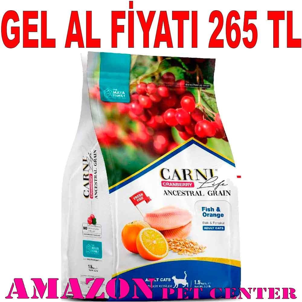 Carni Life Kedi Maması 1.5 Kg Kızılcık Balık Portakal 8683347070442 Amazon Pet Center