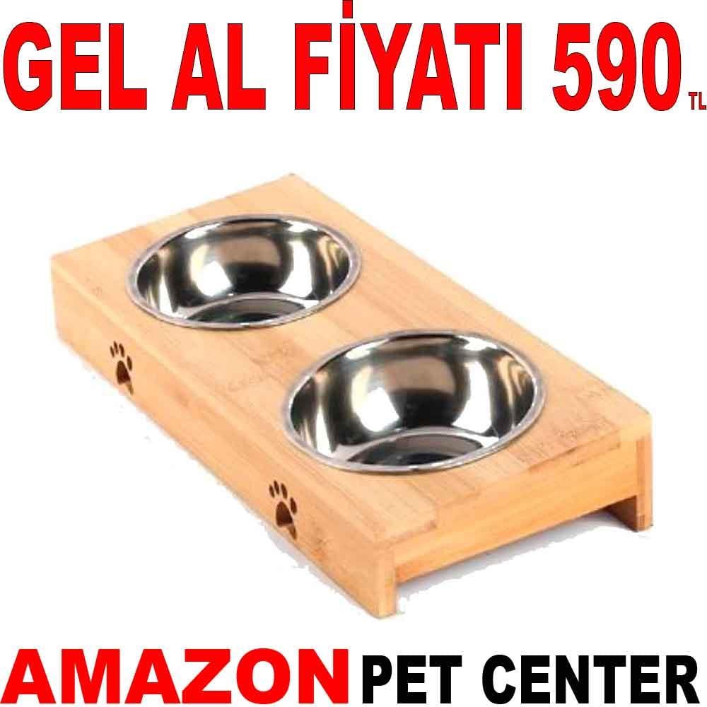 Carno Ahşap Sehpalı İkili Metal Kedi Köpek Mama Kabı 22258007 Amazon Pet Center