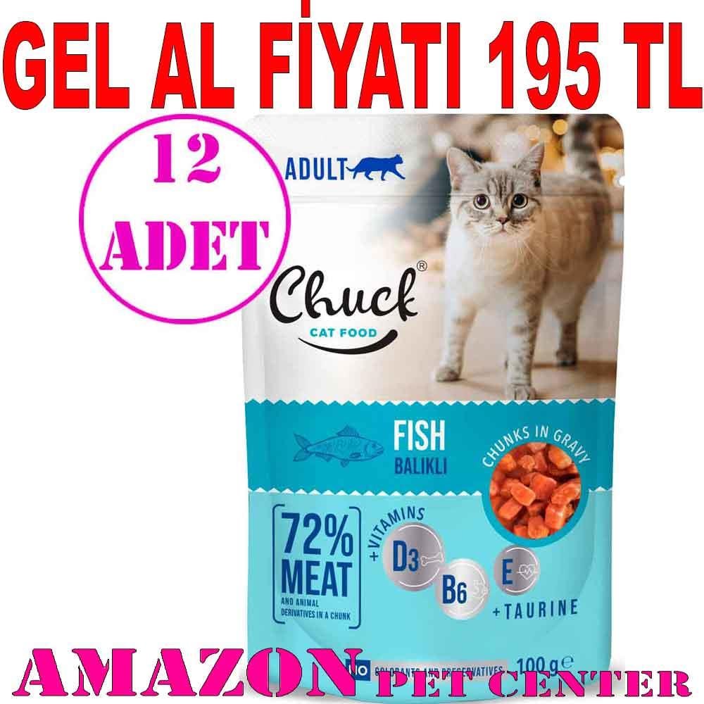Chuck Kedi Yaş Maması Balıklı 100 Gr 12 AD 18884005 Amazon Pet Center