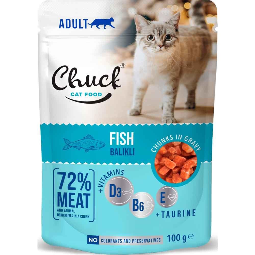 Chuck Kedi Yaş Maması Balıklı 100 Gr 8683762180849 Amazon Pet Center