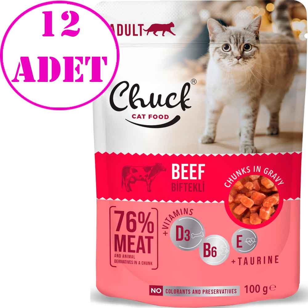 Chuck Kedi Yaş Maması Dana Etli 100 Gr 12 AD 18889000 Amazon Pet Center