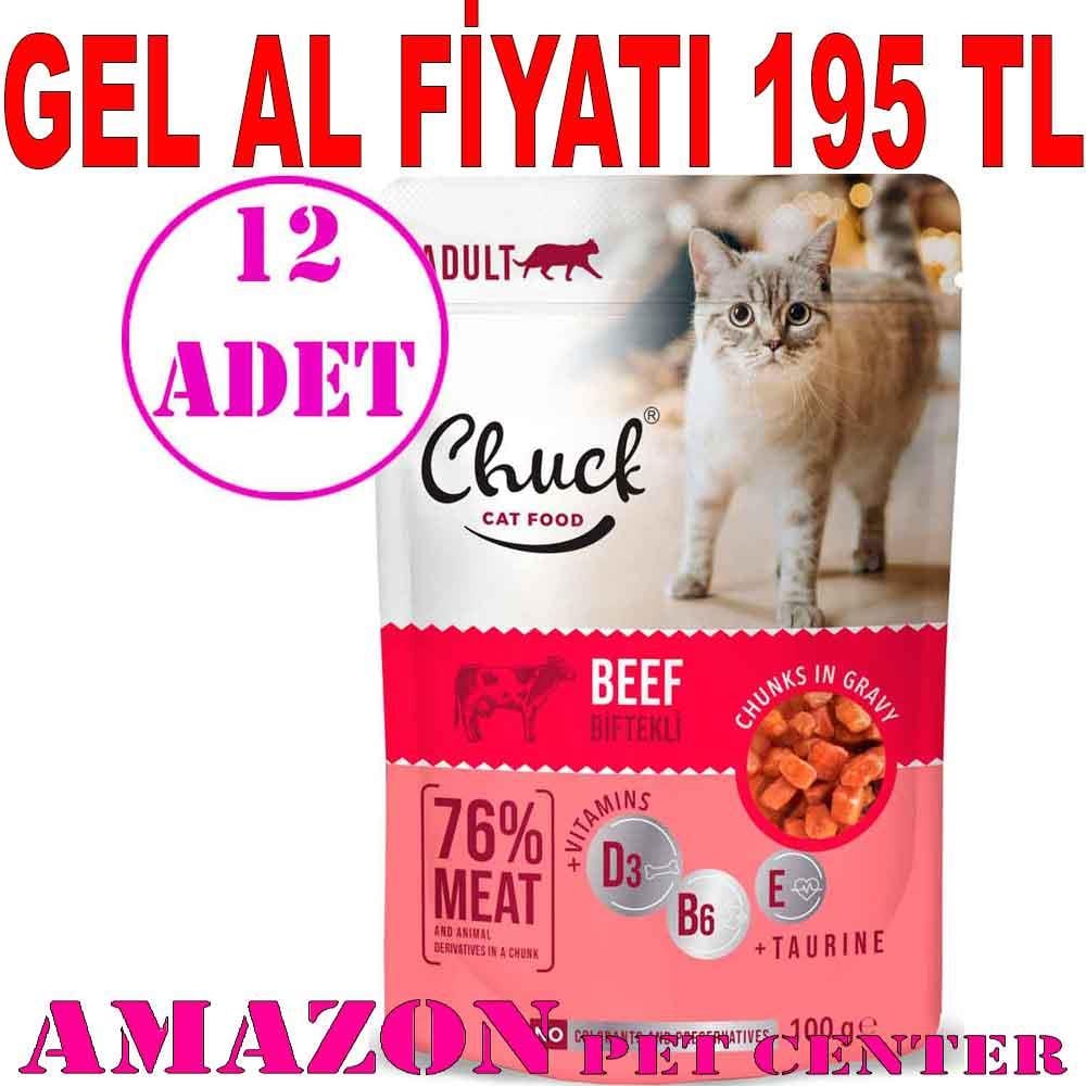 Chuck Kedi Yaş Maması Dana Etli 100 Gr 12 AD 18890006 Amazon Pet Center