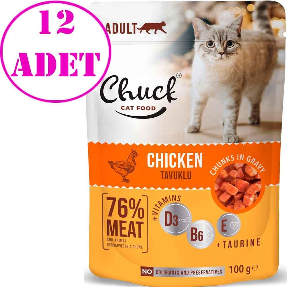 Chuck Kedi Yaş Maması Tavuklu 100 Gr 12 AD 18885002 Amazon Pet Center