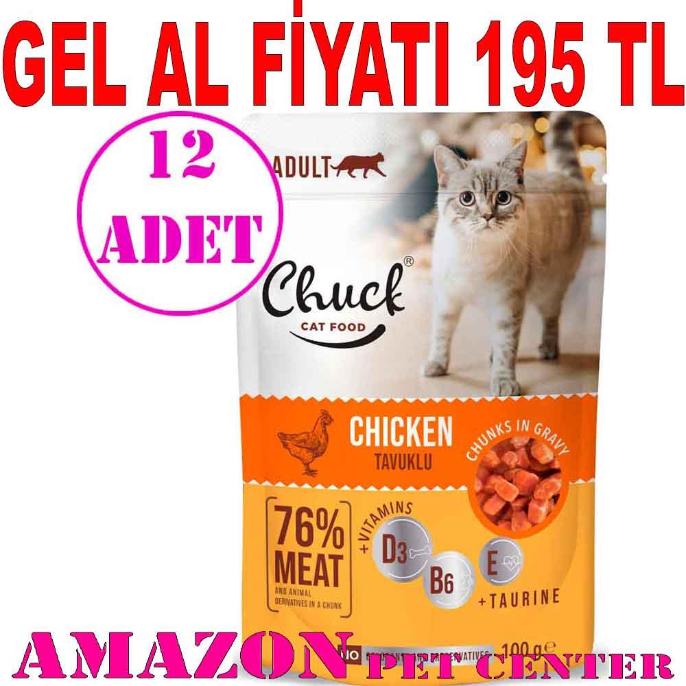 Chuck Kedi Yaş Maması Tavuklu 100 Gr 12 AD 18886009 Amazon Pet Center