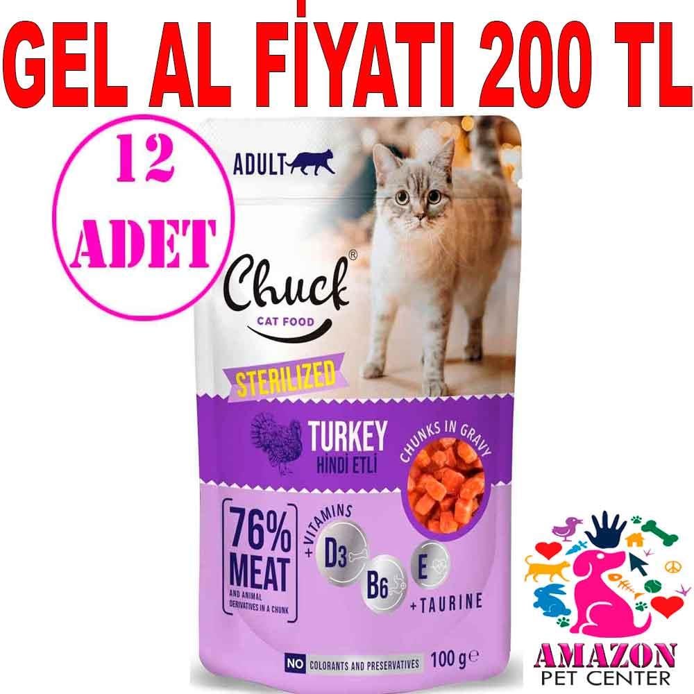 Chuck Kısır Kedi Yaş Maması Hindi Etli 100 Gr 12 AD 18892000 Amazon Pet Center