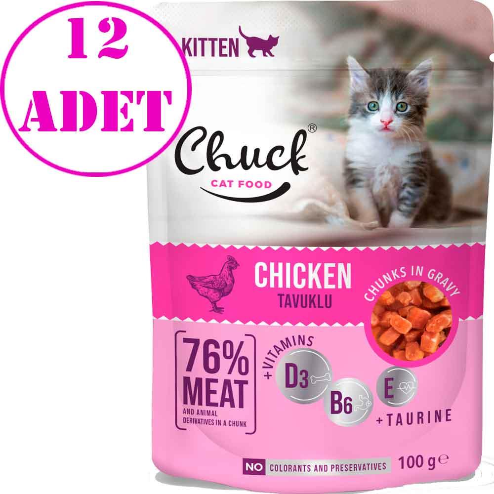 Chuck Yavru Kedi Yaş Mama Tavuklu 100 Gr 12 AD 18881004 Amazon Pet Center
