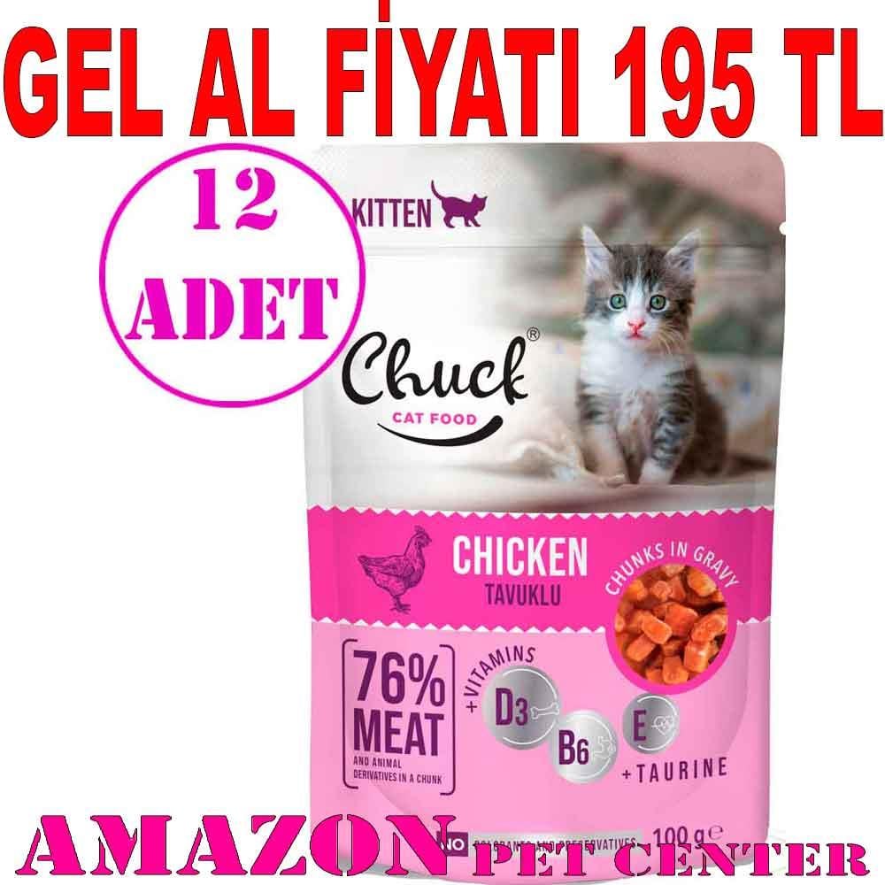Chuck Yavru Kedi Yaş Mama Tavuklu 100 Gr 12 AD 18882001 Amazon Pet Center