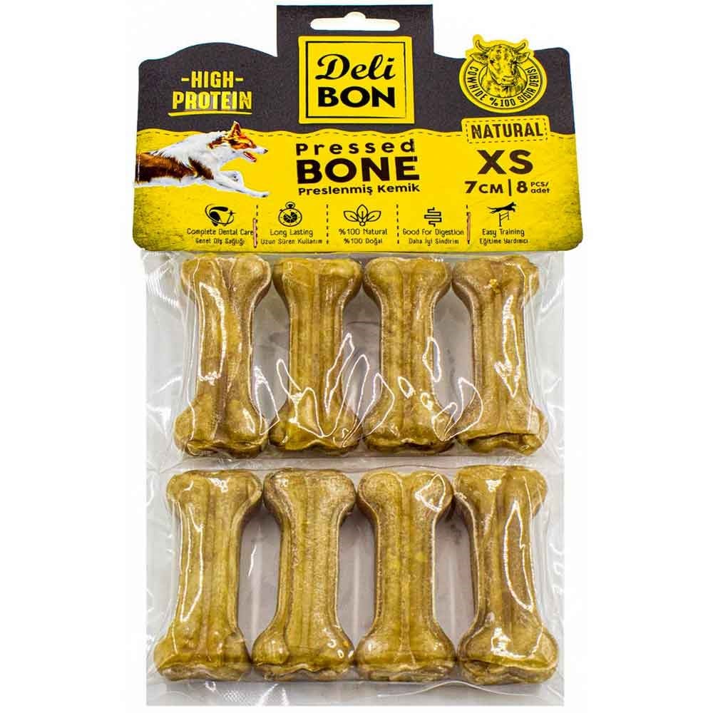 DeliBon Deri Press Köpek Kemik 7Cm Xs Boy 8Li Paket Natural 8680782160042 Delibon Yenilebilir Pres Köpek Kemikleri Amazon Pet Center
