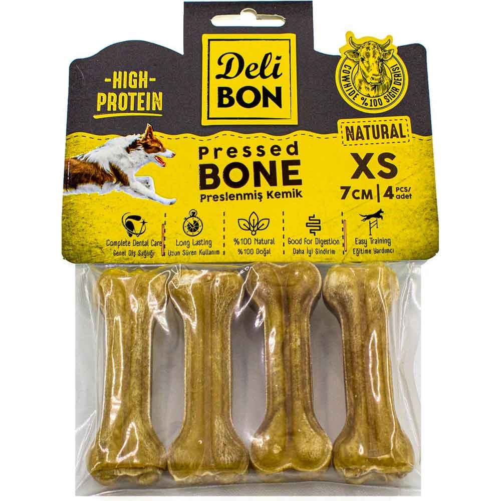 DeliBon Deri Press Köpek Kemik 7Cm Xs Boy 4Lü Paket Natural 8680782160028 Delibon Yenilebilir Pres Köpek Kemikleri Amazon Pet Center