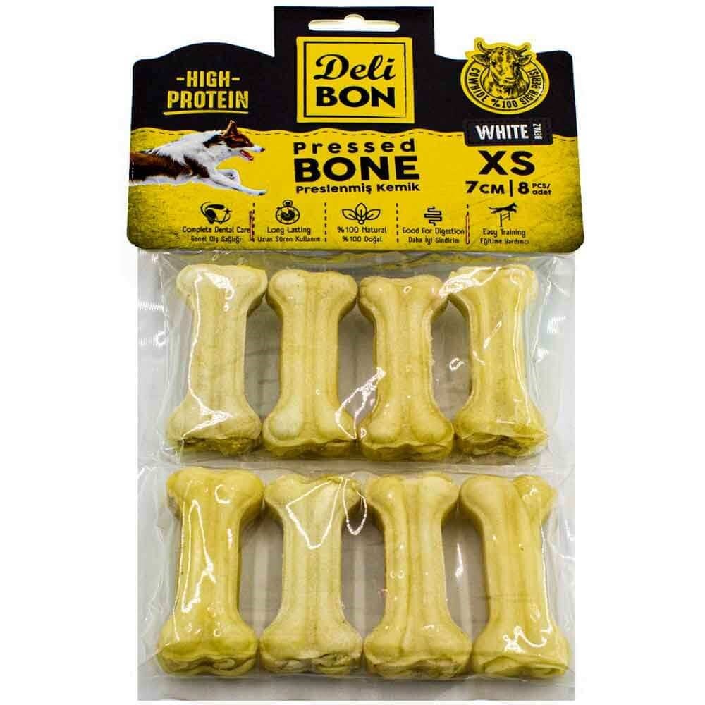 DeliBon Deri Press Köpek Kemik 7Cm Xs Boy 8Li Paket Beyaz 8680782160035 Delibon Yenilebilir Pres Köpek Kemikleri Amazon Pet Center