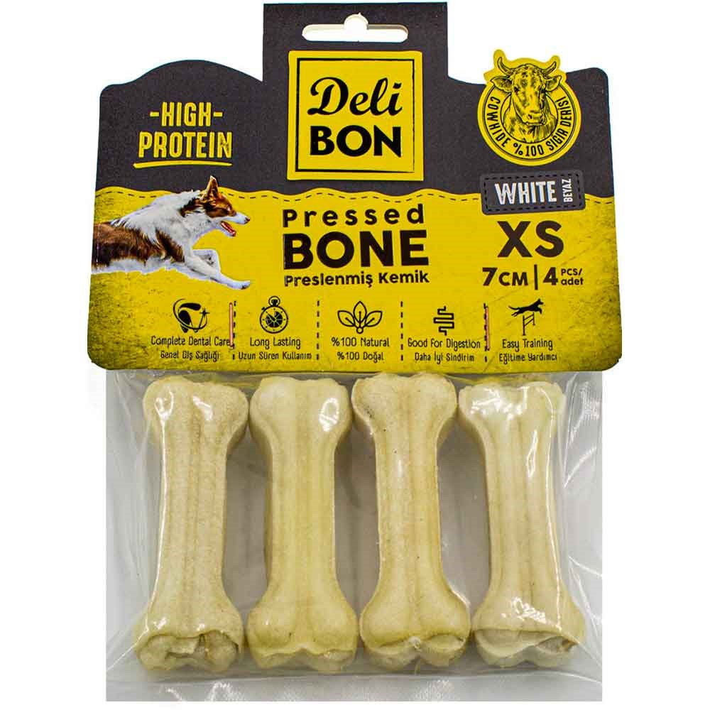 DeliBon Deri Press Köpek Kemik 7Cm Xs Boy 4Lü Paket Beyaz 8680782160011 Delibon Yenilebilir Pres Köpek Kemikleri Amazon Pet Center