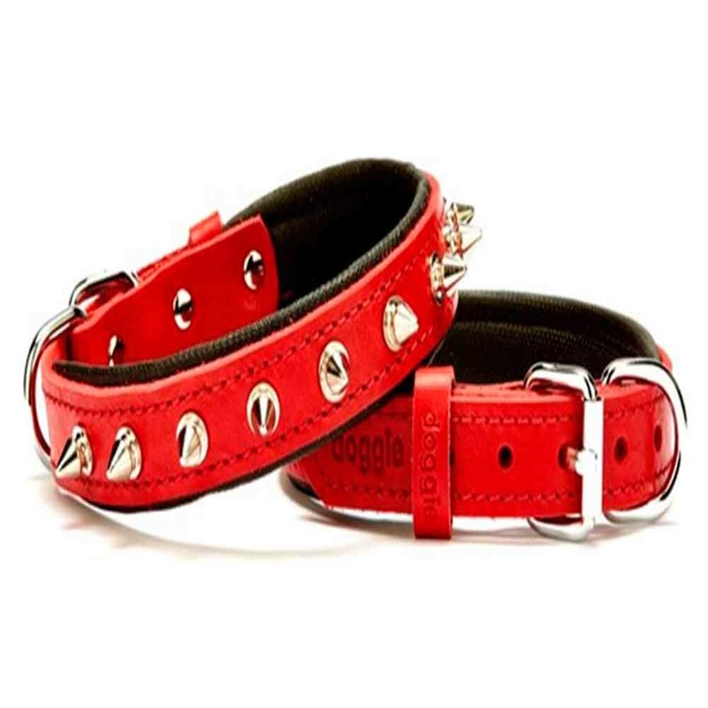 Doggie Comfort Çivili Deri Boyun Tasması Kırmızı SBT-3512 3,5x60 cm 8680782101137 Doggie Köpek Boyun Tasmaları Amazon Pet Center
