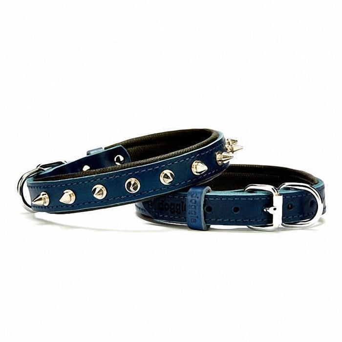 Doggie Comfort Çivili Deri Köpek Boyun Tasması Mavi SBT -2512