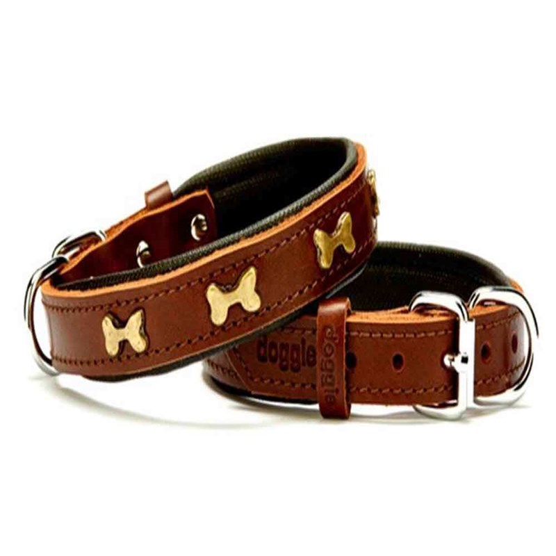 Doggie Comfort Kemik Çıkartmalı Deri Boyun Tasması 2062 M Kahverengi 8680782104886 Doggie Köpek Boyun Tasmaları Amazon Pet Center