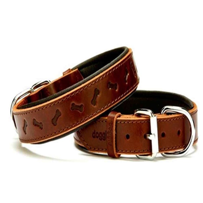 Doggie Comfort Kemik Desenli Deri Boyun Tasması Kahverengi SBT-3035 3,0x55 cm 8680782102332 Doggie Köpek Boyun Tasmaları Amazon Pet Center