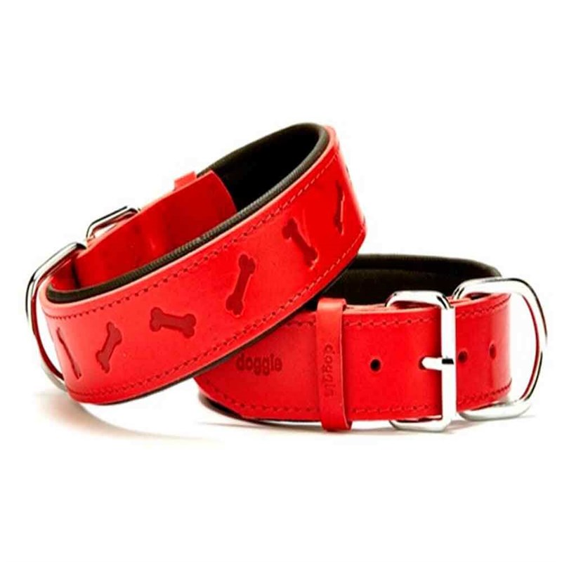 Doggie Comfort Kemik Desenli Deri Boyun Tasması Kırmızı SBT-3535 3,5x60 cm 8680782102394 Doggie Köpek Boyun Tasmaları Amazon Pet Center
