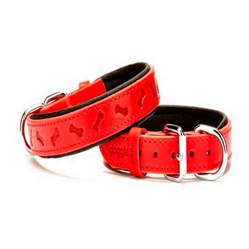 Doggie Comfort Kemik Desenli Deri Boyun Tasması 2535 Kırmızı 8680782102295 Doggie Köpek Boyun Tasmaları Amazon Pet Center