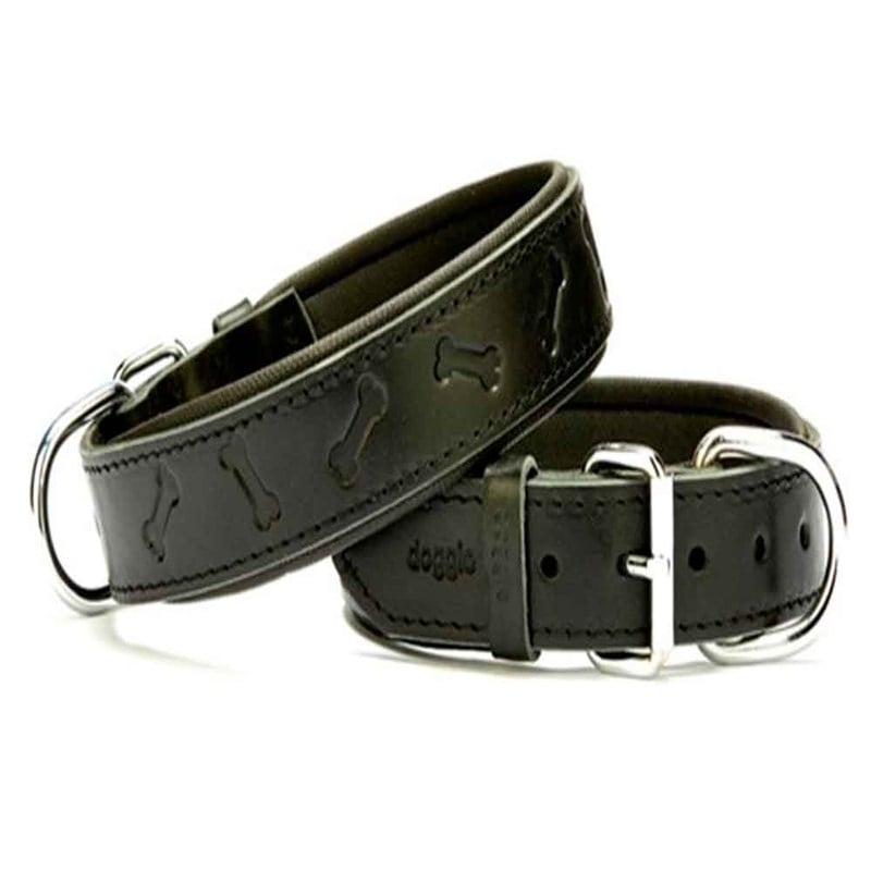Doggie Comfort Kemik Desenli Deri Boyun Tasması Siyah SBT-3535 L 3,5x70 cm 8680782102479 Doggie Köpek Boyun Tasmaları Amazon Pet Center