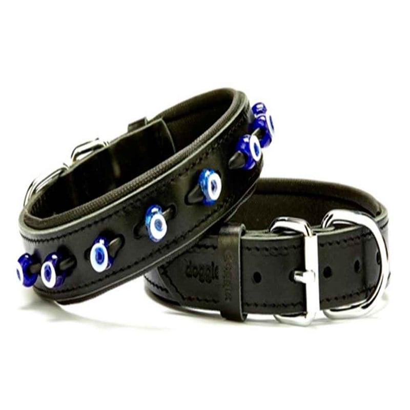 Doggie Comfort Nazar Boncuklu Deri Boyun Tasması 38 Cm Siyah 8680782101823 Doggie Köpek Boyun Tasmaları Amazon Pet Center
