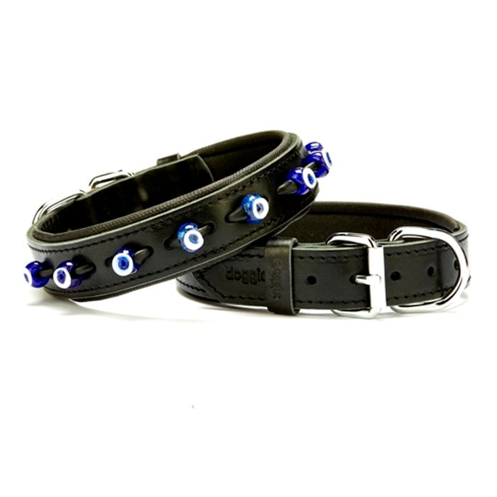 Doggie Comfort Nazar Boncuklu Deri Boyun Tasması Sbt-3523 Siyah