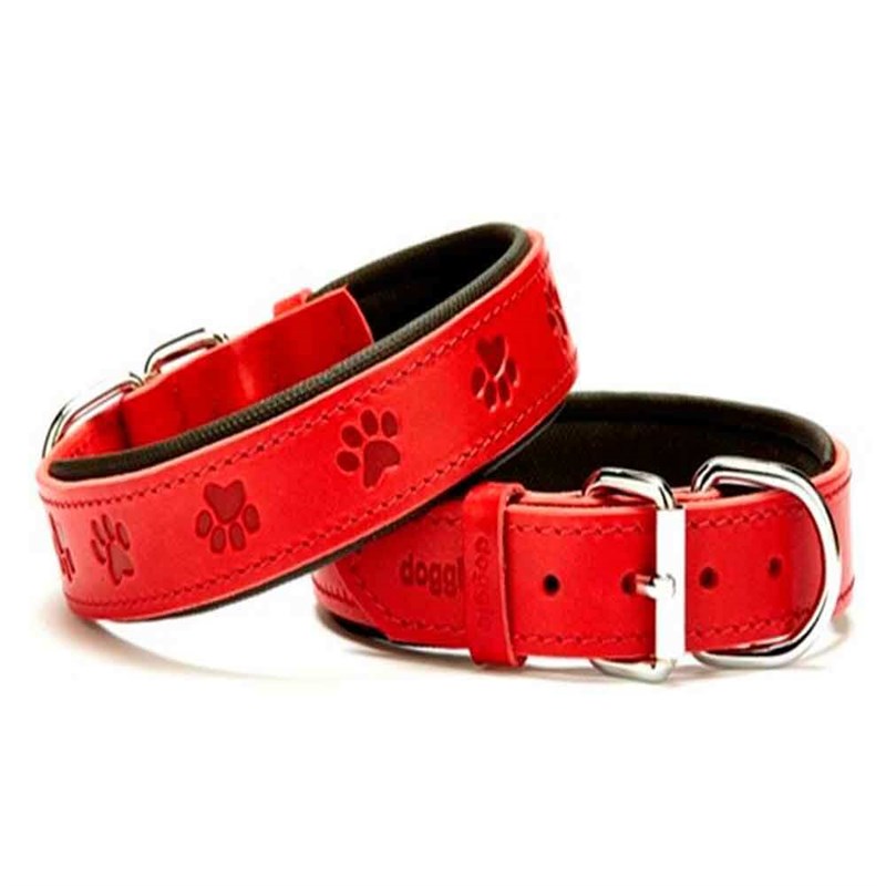 Doggie Comfort Pati Desenli Deri Boyun Tasması Kırmızı SBT-3536 8680782102790 Doggie Köpek Boyun Tasmaları Amazon Pet Center