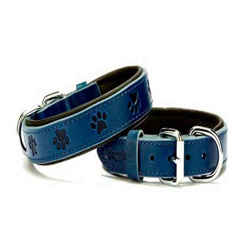Doggie Comfort Pati Desenli Deri Köpek Boyun Tasması SBT-2536 Mavi 8680782102707 Doggie Köpek Boyun Tasmaları Amazon Pet Center