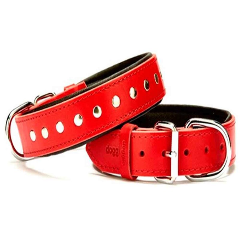 Doggie Comfort Rivetli Deri Boyun Tasması Kırmızı SBT-3511  3,5x60 cm 8680782100734 Doggie Köpek Boyun Tasmaları Amazon Pet Center