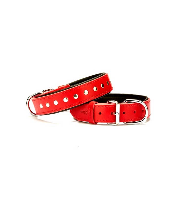 Doggie Comfort Yumuşak Dokulu Rivetli Köpek Boyun Tasması SBT-2011 Kırmızı