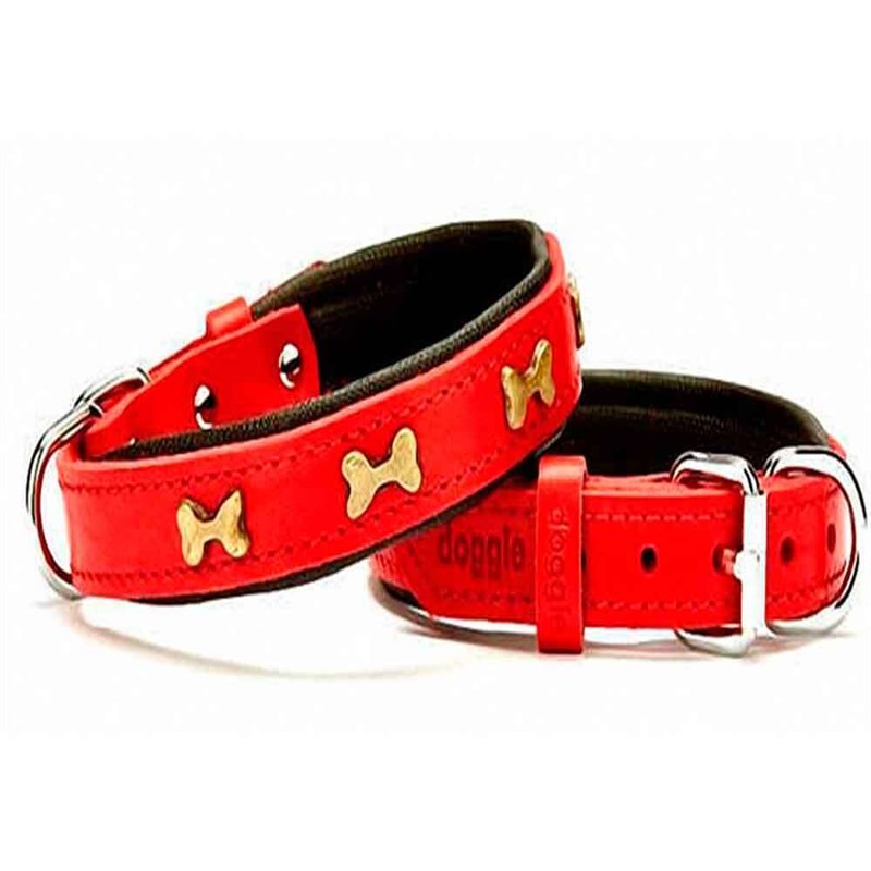 Doggie Kemik Metal Süslü Deri Köpek Boyun Tasma Kırmızı SBT-2062 M 8680782104893 Doggie Köpek Boyun Tasmaları Amazon Pet Center
