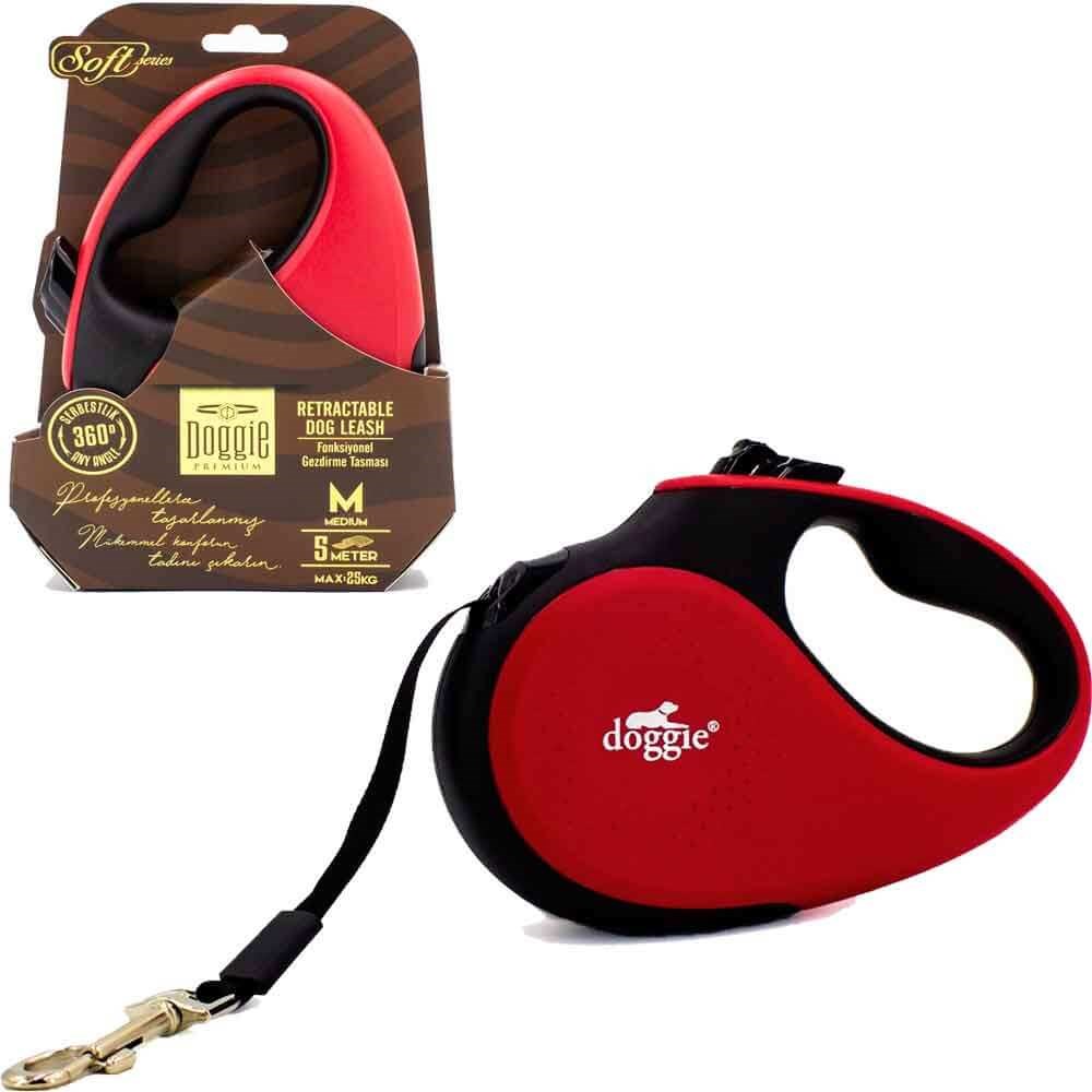 Doggie Otomatik Köpek Tasması Soft M 25 kg 5 mt Kırmızı 8680782170393 Doggie Otomatik Köpek Tasmaları Amazon Pet Center
