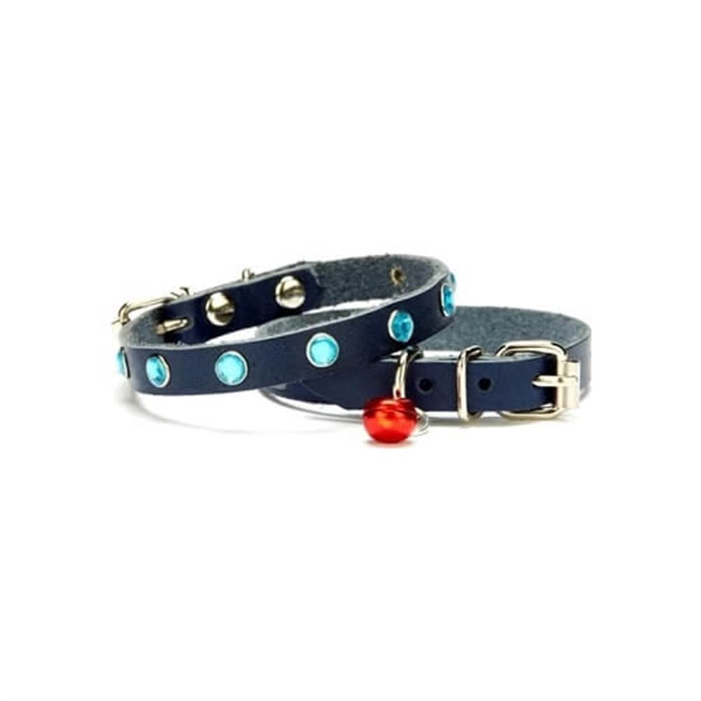 Doggie Taşlı Kedi ve Yavru Köpek Tasması Mavi 1,2*26 Cm 8680782121999 Doggie Kedi Boyun Tasmaları Amazon Pet Center