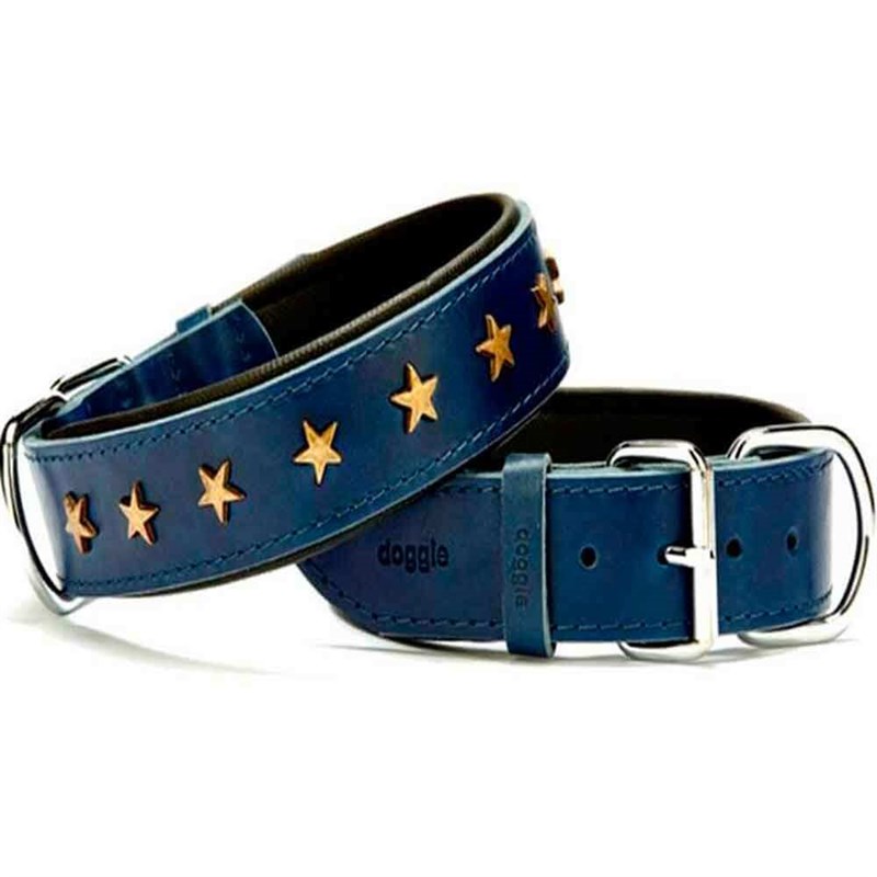 Doggie Yıldız Metal Süslü Köpek Deri Boyun Tasması Mavi SBT-3060 M 8680782104305 Doggie Köpek Boyun Tasmaları Amazon Pet Center