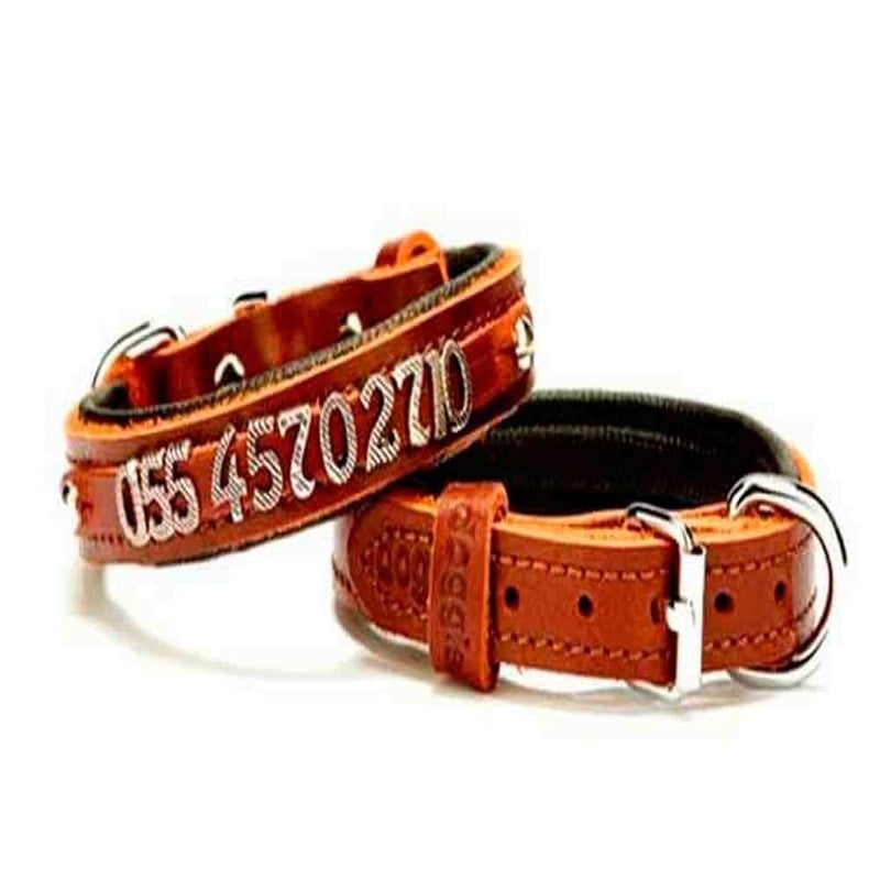 Doggie Yumuşak Dokulu İsimlikli Köpek Boyun Tasması Kahve 2X40cm 8680782101427 Doggie Köpek Boyun Tasmaları Amazon Pet Center