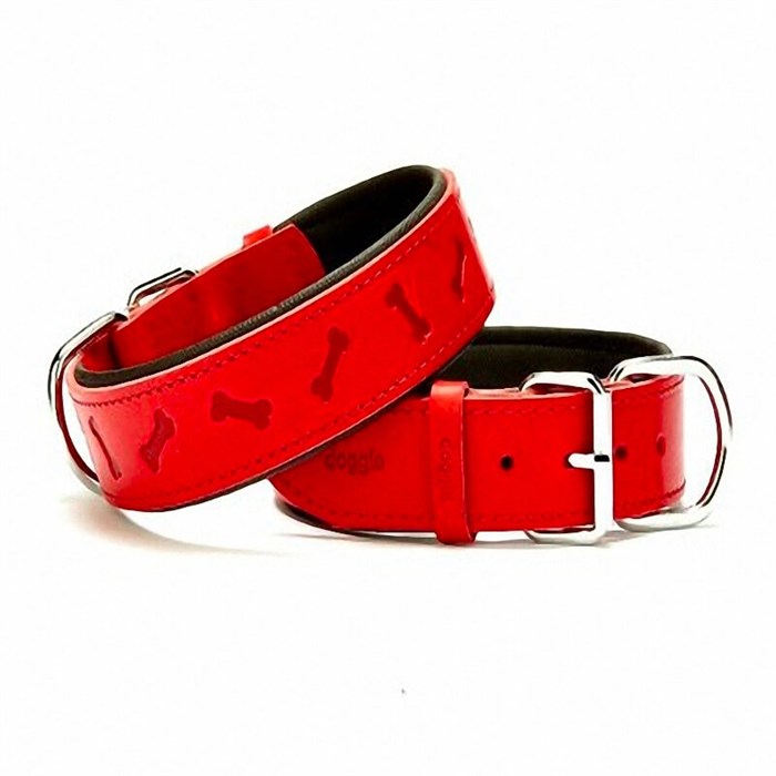 Doggie Yumuşak Dokulu Kemik Desenli Köpek Boyun Tasması Kırmızı SBT-4035 L