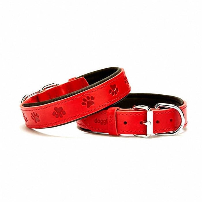 Doggie Yumuşak Dokulu Pati Desenli Köpek Boyun Tasması Kırmızı SBT-4036 L