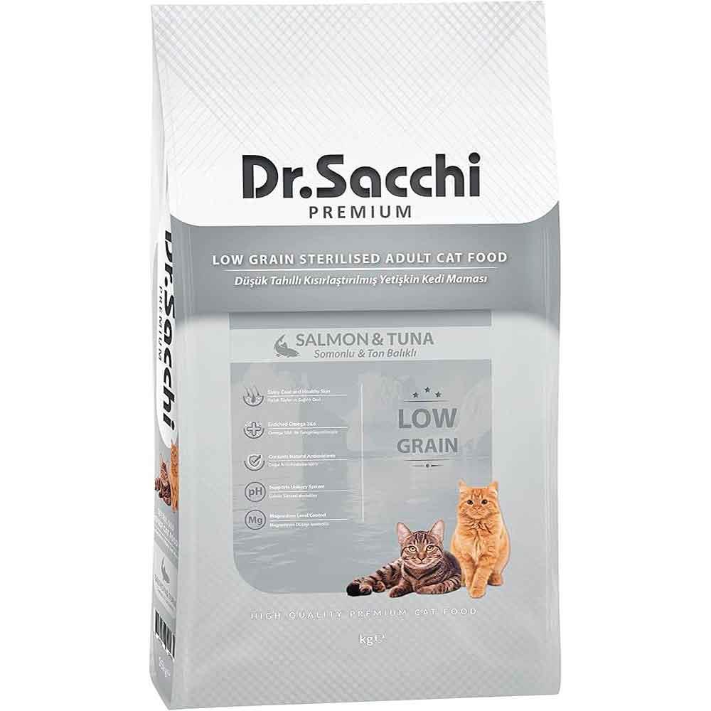 Dr. Sacchi Düşük Tahıllı Somonlu Kısır Kedi Maması 1 Kg 8690286595011 Amazon Pet Center